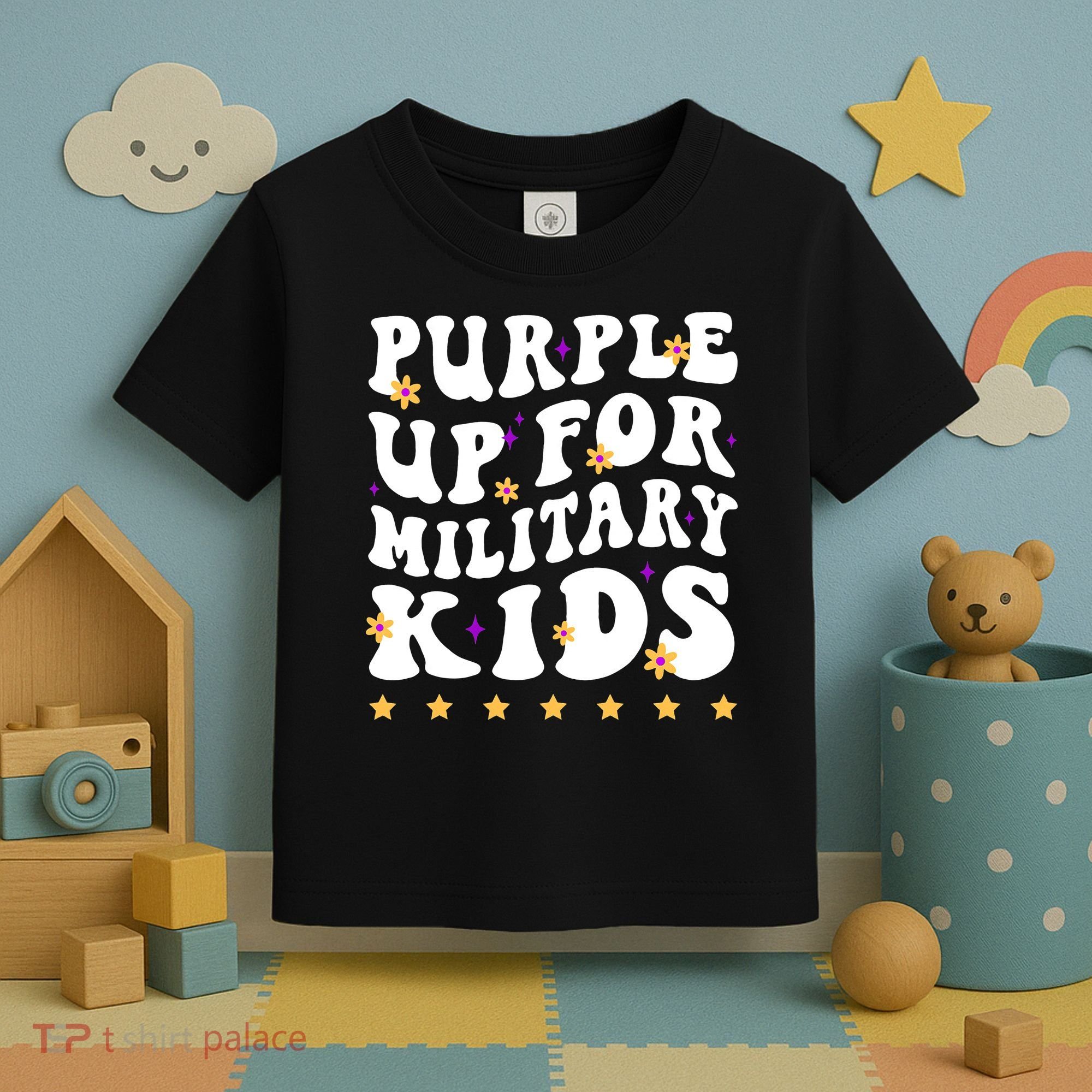 Groovy Purple Up For Military Military Child Month Toddler T-Shirt