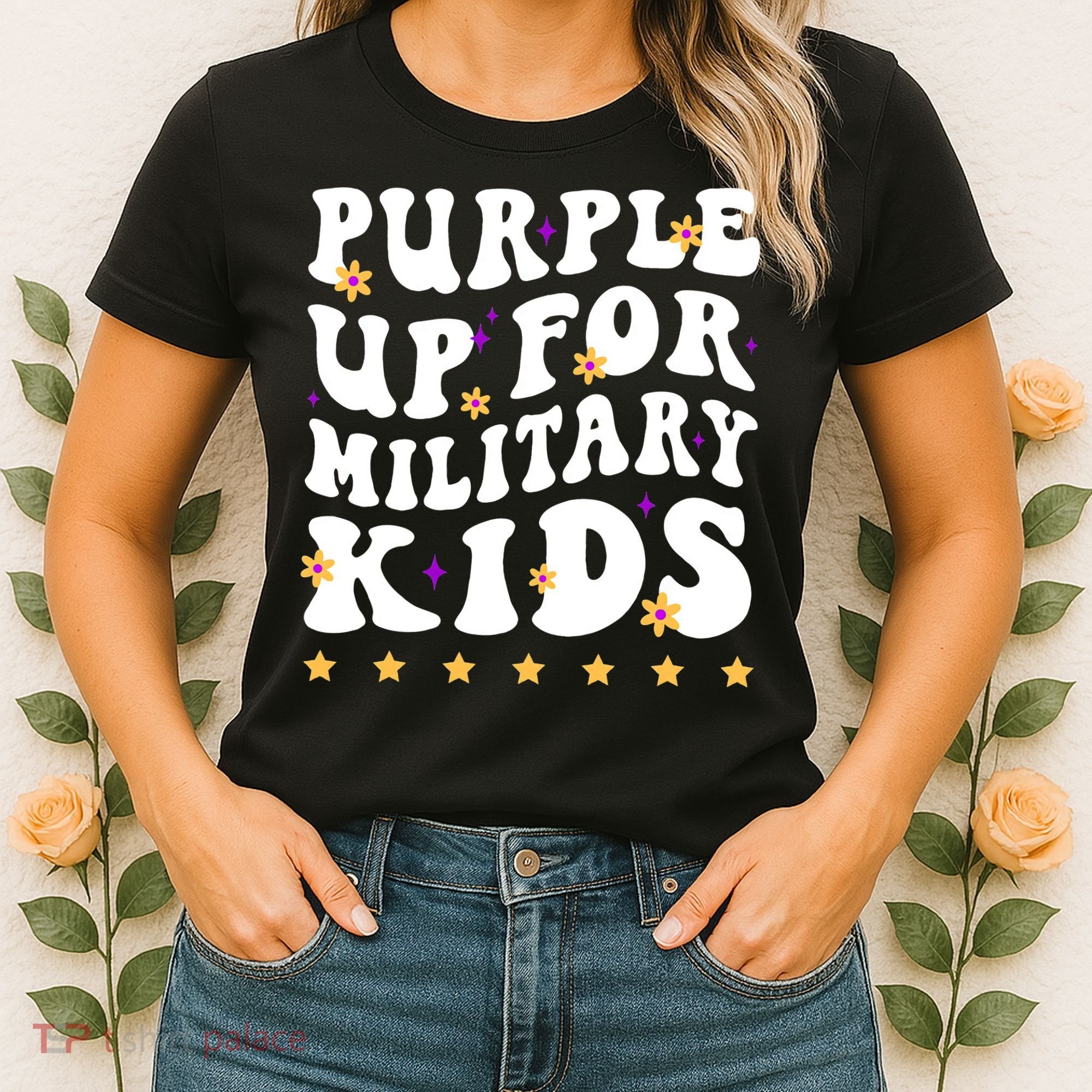 Groovy Purple Up For Military Military Child Month Women's T-Shirt