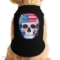 Grunge Paint USA American Flag Smiling Skull Doggie Tank thumb 0