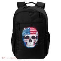 Grunge Paint USA American Flag Smiling Skull Backpack thumb 0