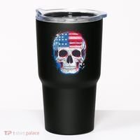 Grunge Paint USA American Flag Smiling Skull Tumbler thumb 0