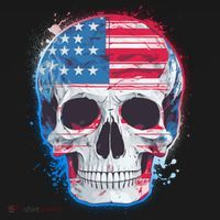Grunge Paint USA American Flag Smiling Skull Women's Tank Top thumb 5