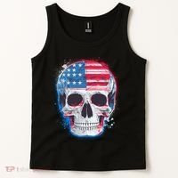 Grunge Paint USA American Flag Smiling Skull Tank Top thumb 2