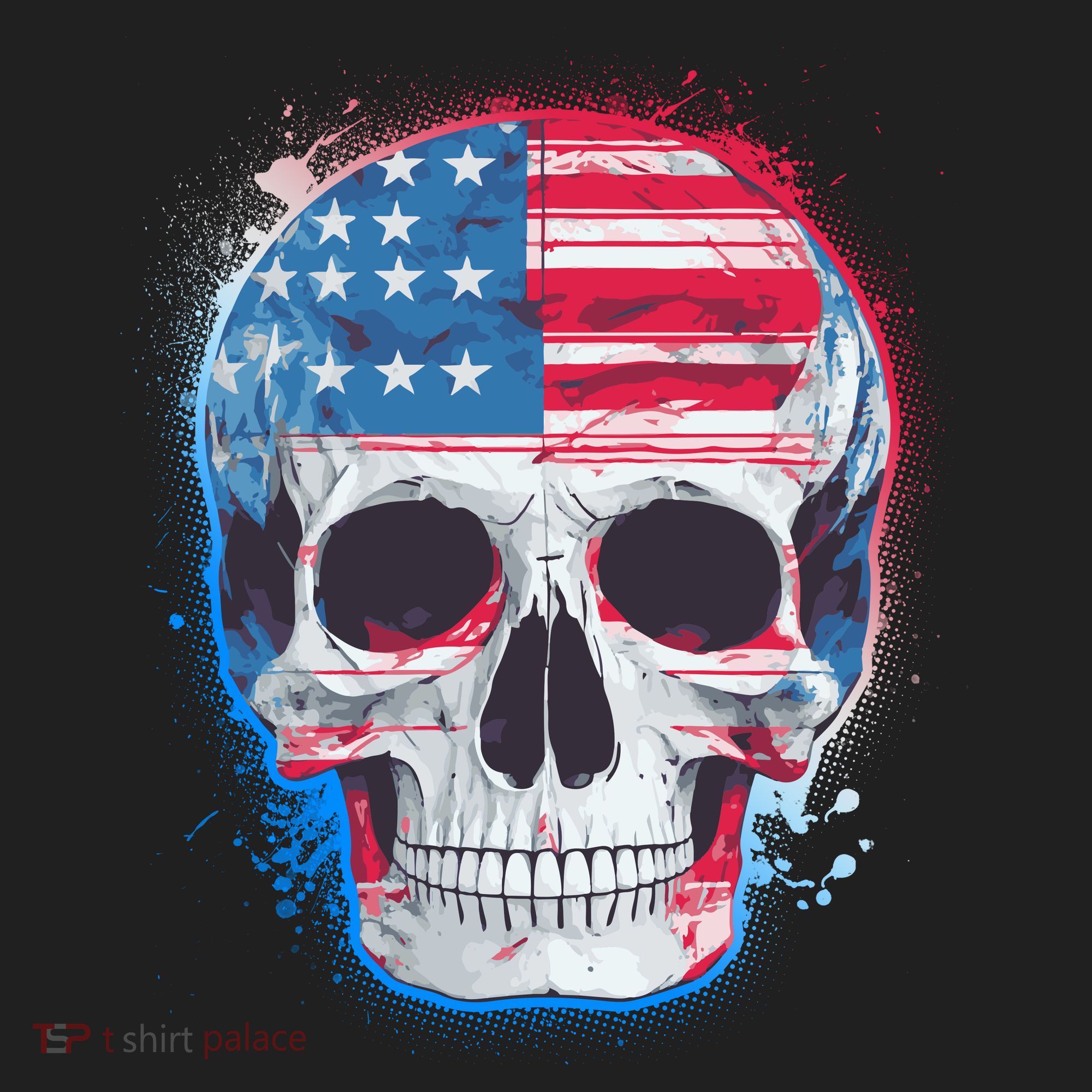 Grunge Paint USA American Flag Smiling Skull Golf Towel