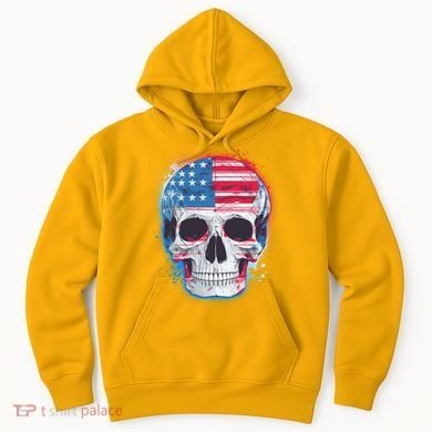 Grunge Paint USA American Flag Smiling Skull Hoodie