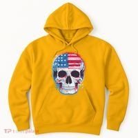 Grunge Paint USA American Flag Smiling Skull Hoodie thumb 0