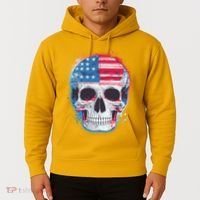 Grunge Paint USA American Flag Smiling Skull Hoodie thumb 2