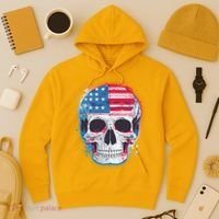 Grunge Paint USA American Flag Smiling Skull Hoodie thumb 3