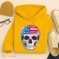 Grunge Paint USA American Flag Smiling Skull Hoodie thumb 4