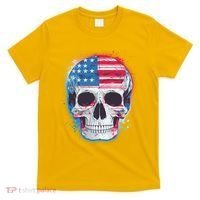 Grunge Paint USA American Flag Smiling Skull T-Shirt thumb 0