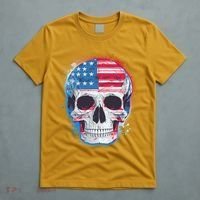 Grunge Paint USA American Flag Smiling Skull T-Shirt thumb 5