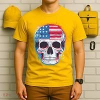 Grunge Paint USA American Flag Smiling Skull T-Shirt thumb 6