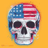 Grunge Paint USA American Flag Smiling Skull T-Shirt thumb 7