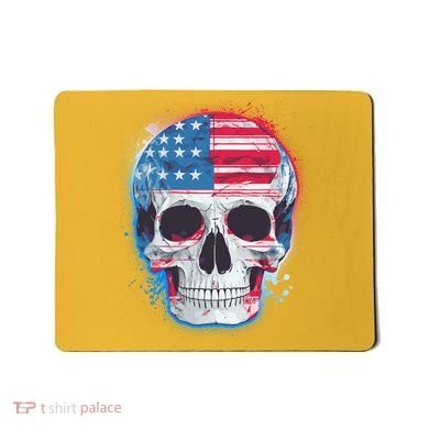 Grunge Paint USA American Flag Smiling Skull Mousepad