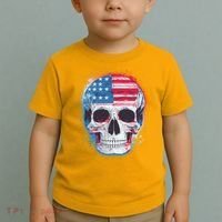 Grunge Paint USA American Flag Smiling Skull Toddler T-Shirt thumb 2