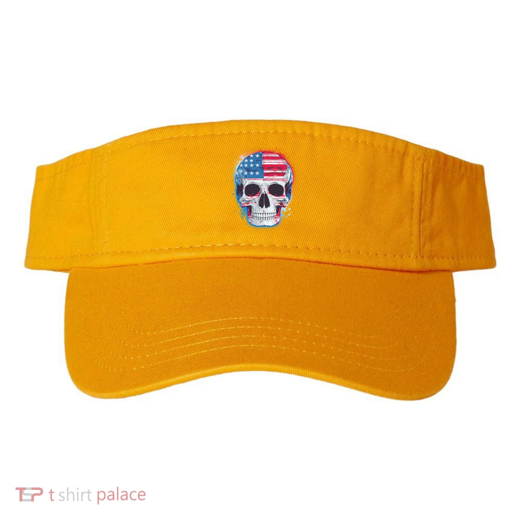 Grunge Paint USA American Flag Smiling Skull Visor