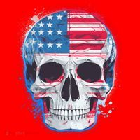 Grunge Paint USA American Flag Smiling Skull Santa Hat thumb 1