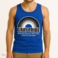 Gray Pride We're Here We're Old And Get Off Our Lawn Tank Top thumb 3