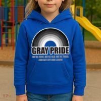 Gray Pride We're Here We're Old And Get Off Our Lawn Kids Hoodie thumb 3