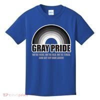 Gray Pride We're Here We're Old And Get Off Our Lawn Kids T-Shirt thumb 0