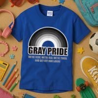 Gray Pride We're Here We're Old And Get Off Our Lawn Kids T-Shirt thumb 3