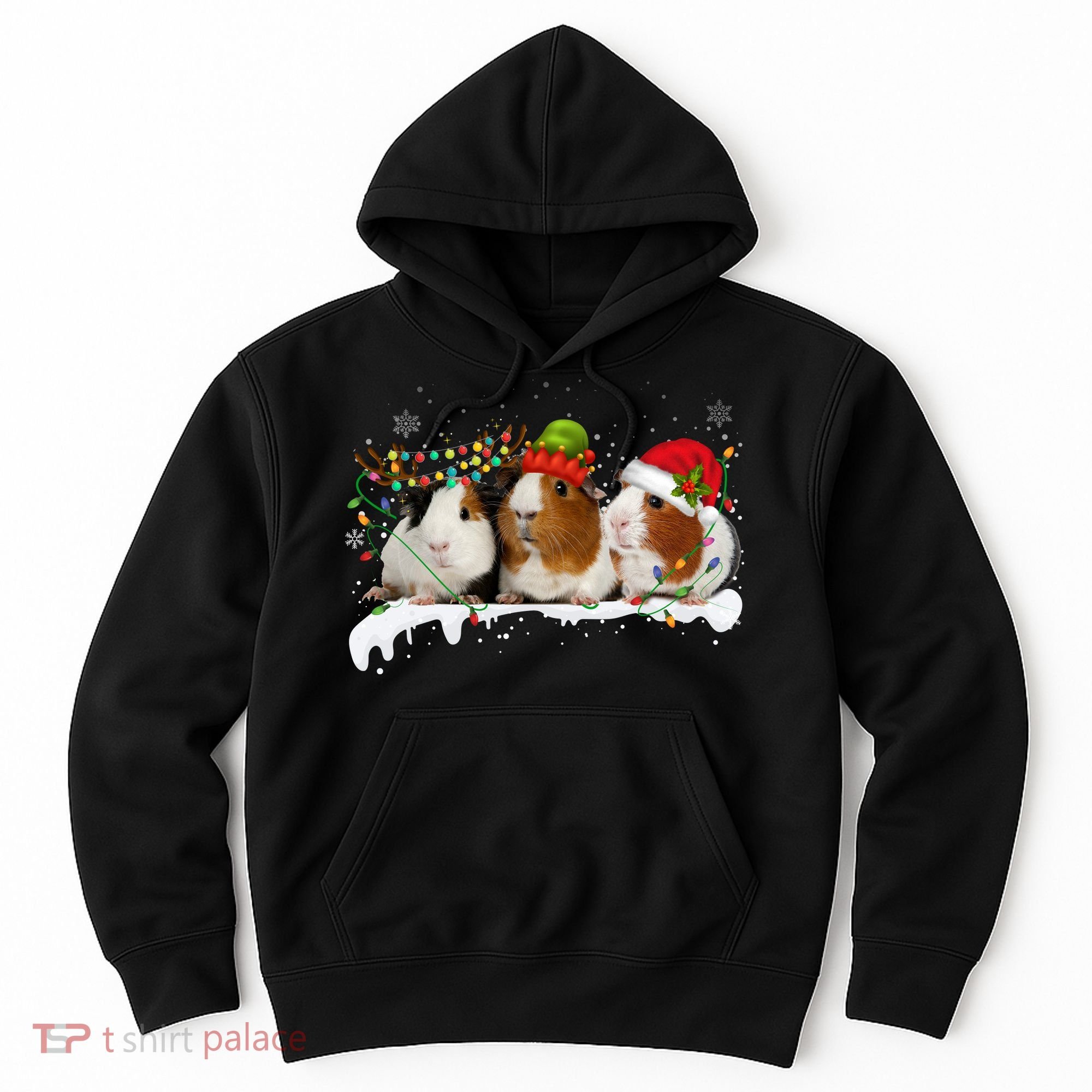 Guinea Pigs With Christmas Lights And Santa Hat Cute Xmas Hoodie