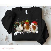 Guinea Pigs With Christmas Lights And Santa Hat Cute Xmas Sweatshirt thumb 2