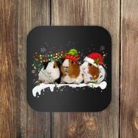 Guinea Pigs With Christmas Lights And Santa Hat Cute Xmas Coaster thumb 0