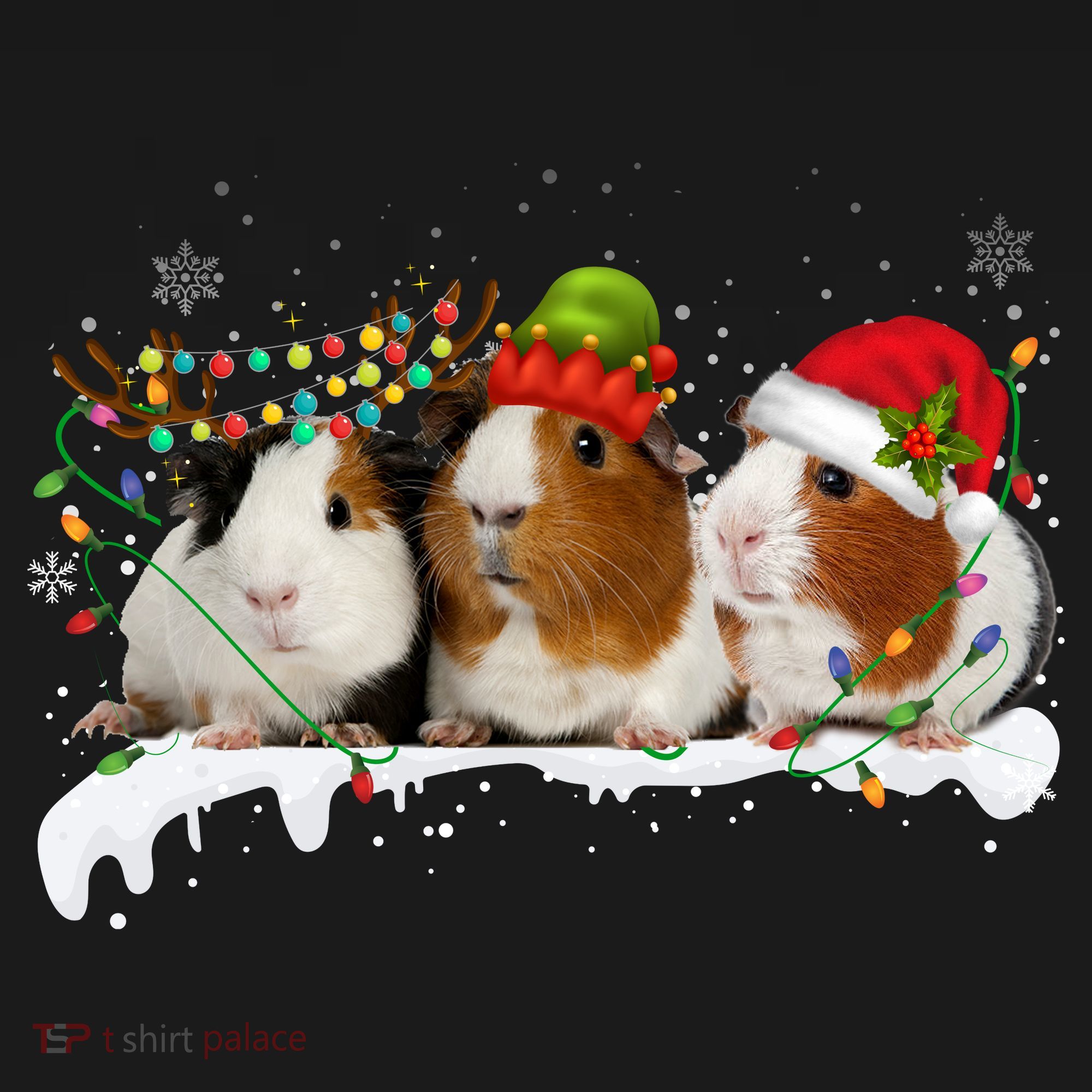 Guinea Pigs With Christmas Lights And Santa Hat Cute Xmas Mousepad
