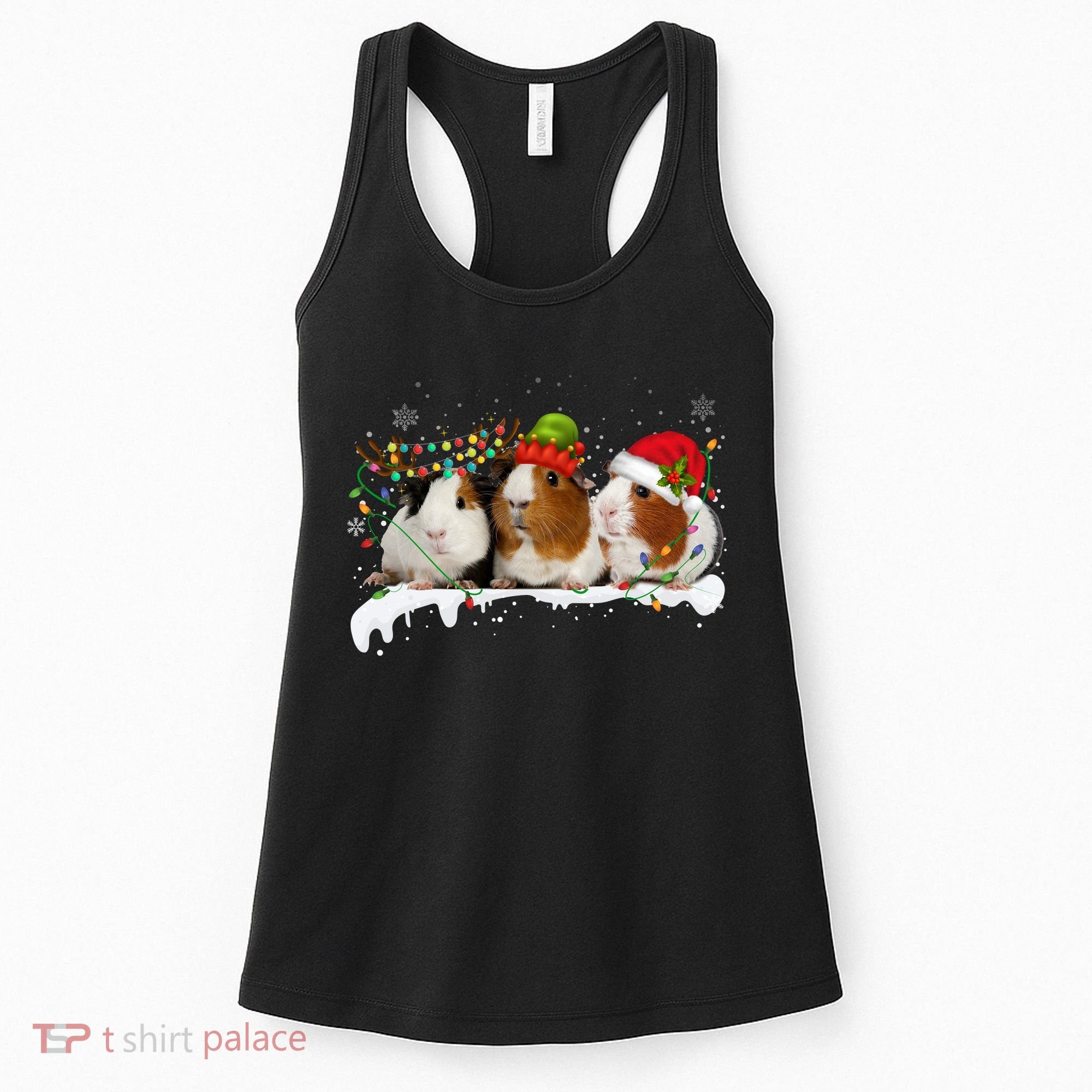 Guinea Pigs With Christmas Lights And Santa Hat Cute Xmas Women's Tank Top