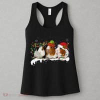 Guinea Pigs With Christmas Lights And Santa Hat Cute Xmas Women's Tank Top thumb 3
