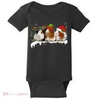 Guinea Pigs With Christmas Lights And Santa Hat Cute Xmas Baby Bodysuit thumb 0