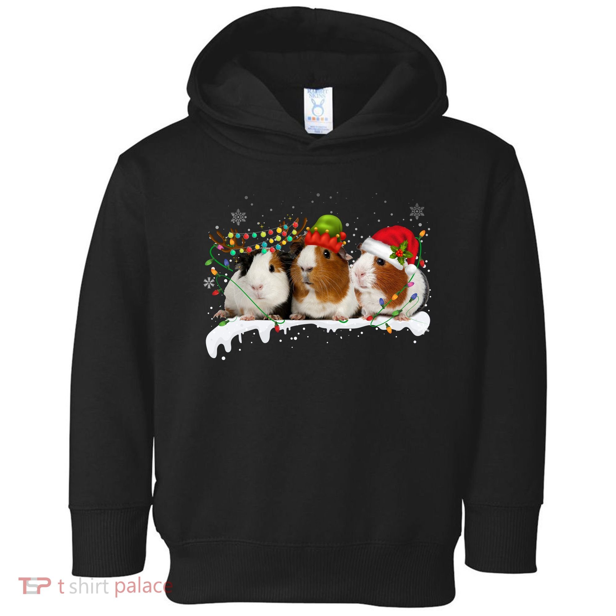 Guinea Pigs With Christmas Lights And Santa Hat Cute Xmas Toddler Hoodie
