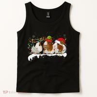 Guinea Pigs With Christmas Lights And Santa Hat Cute Xmas Tank Top thumb 2