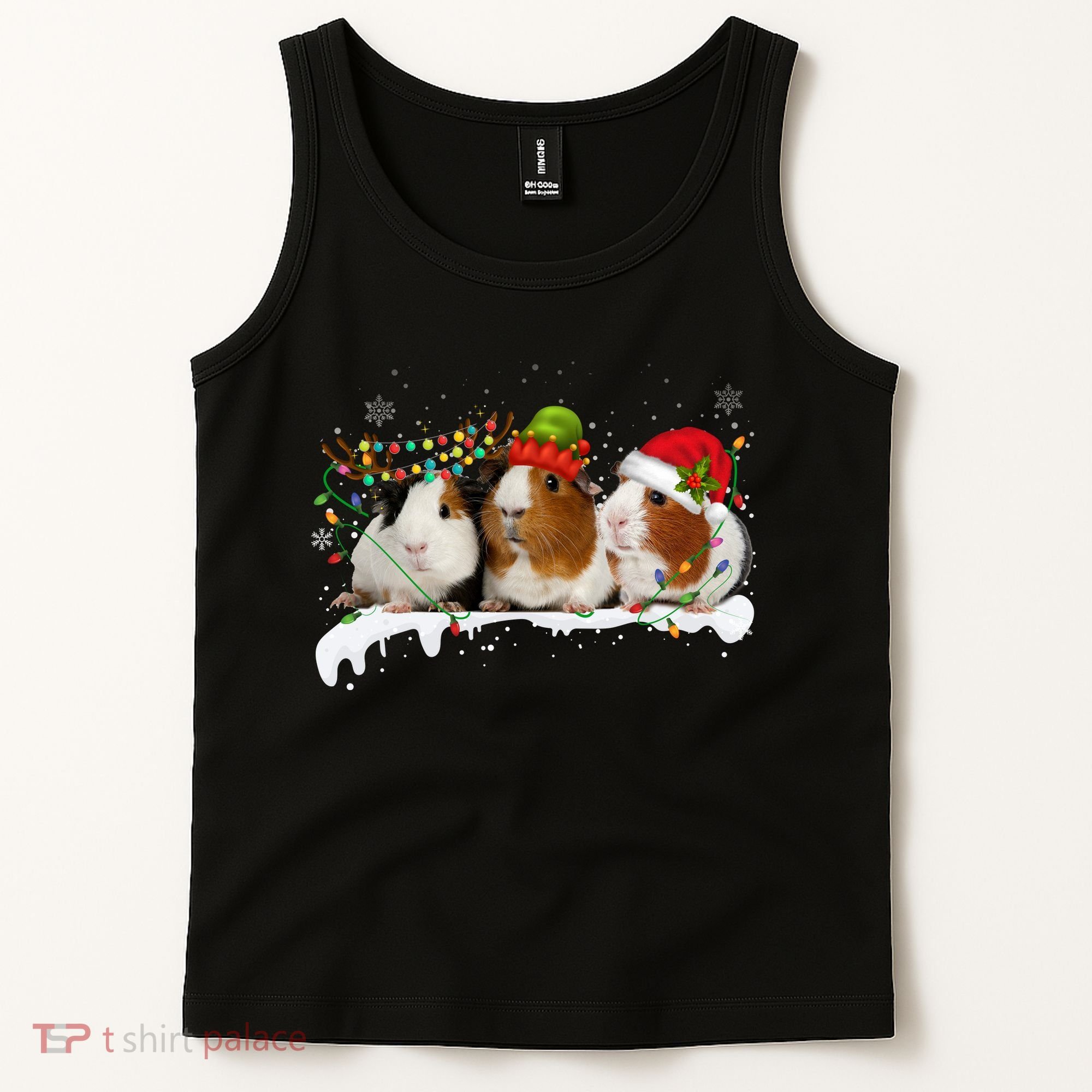 Guinea Pigs With Christmas Lights And Santa Hat Cute Xmas Tank Top