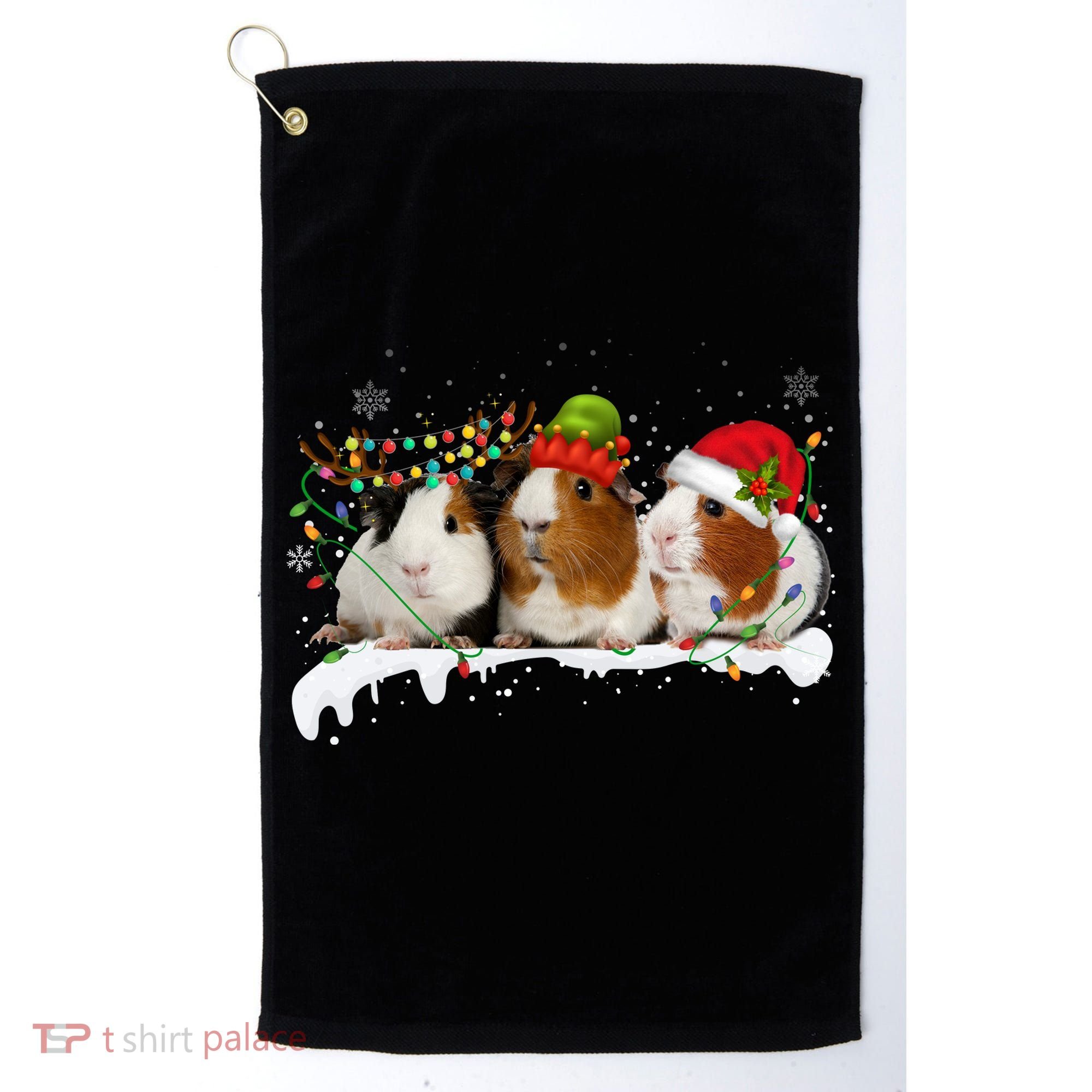 Guinea Pigs With Christmas Lights And Santa Hat Cute Xmas Golf Towel