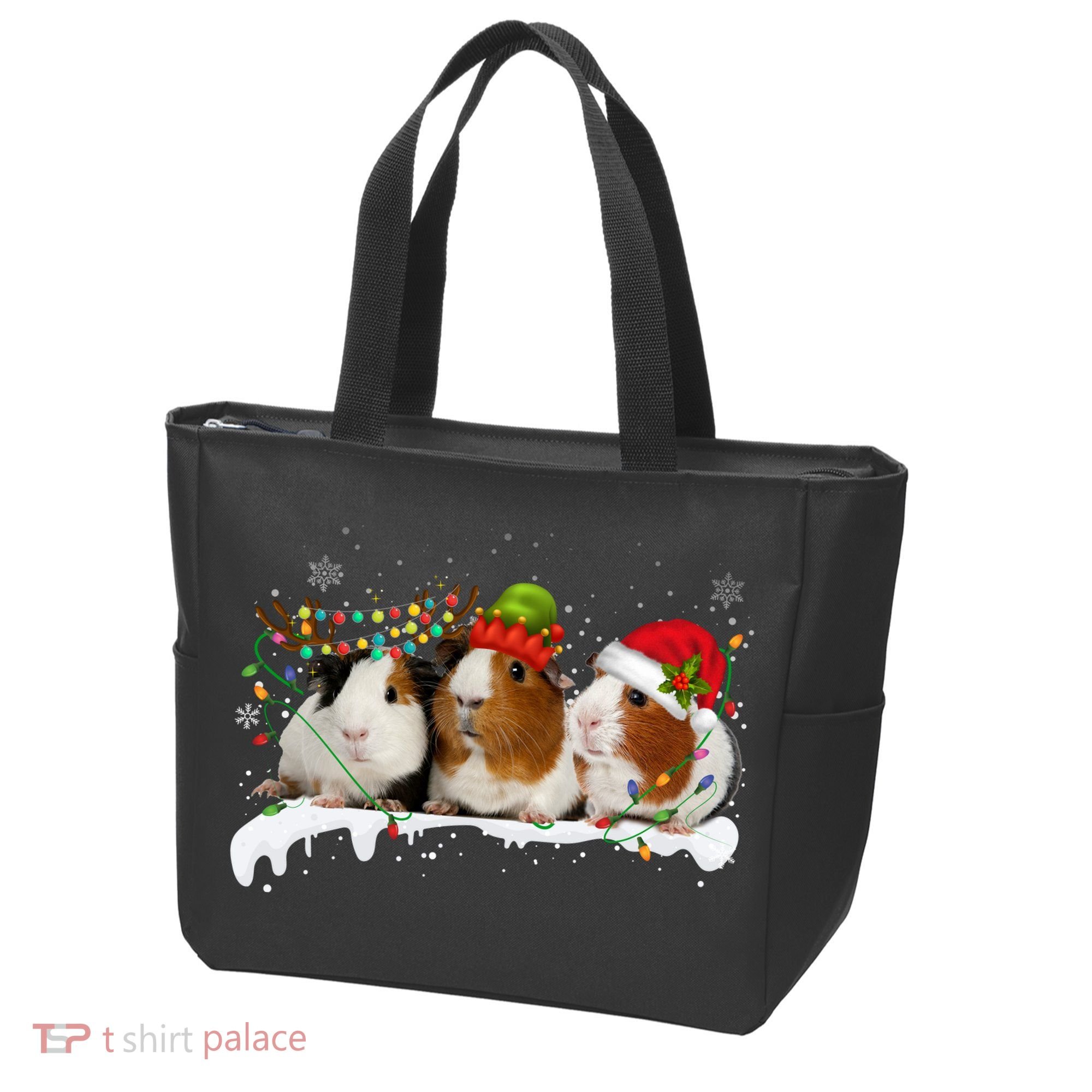 Guinea Pigs With Christmas Lights And Santa Hat Cute Xmas Tote Bag