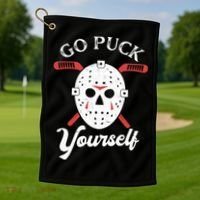 Go Puck Yourself Funny Hockey Golf Towel thumb 1
