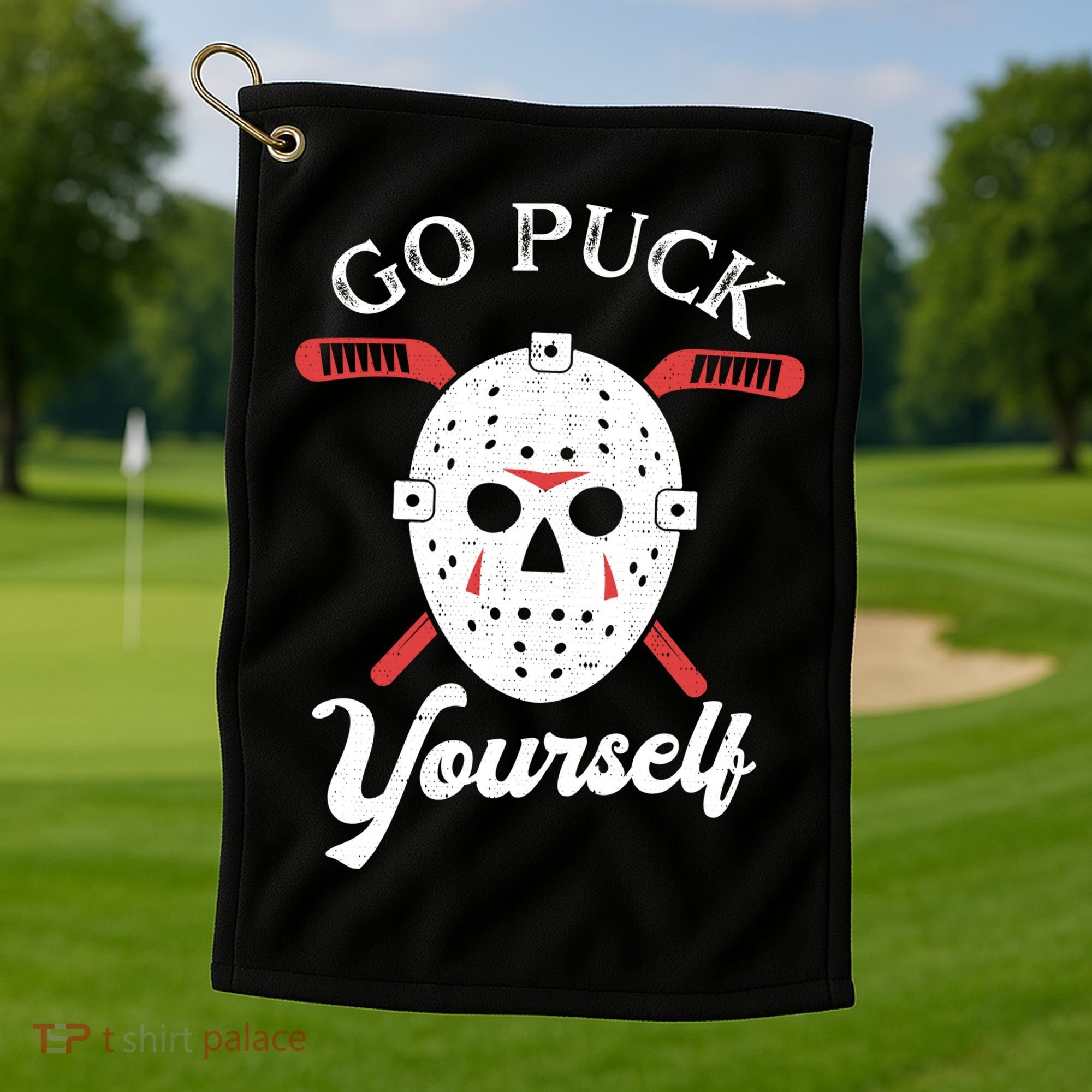 Go Puck Yourself Funny Hockey Golf Towel