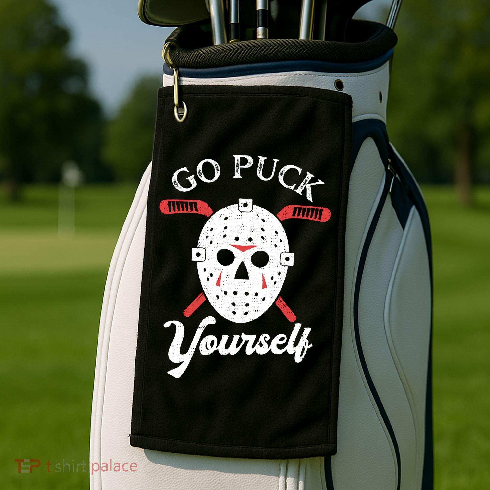 Go Puck Yourself Funny Hockey Golf Towel
