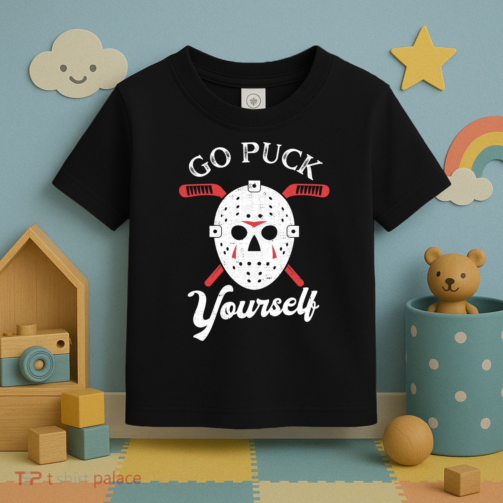 Go Puck Yourself Funny Hockey Toddler T-Shirt