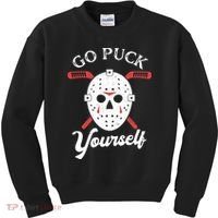 Go Puck Yourself Funny Hockey Kids Sweatshirt thumb 0