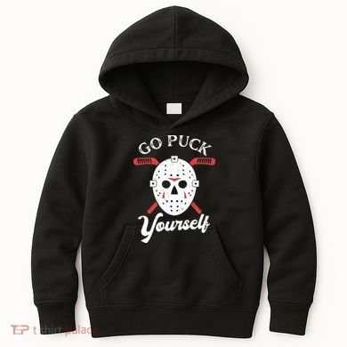 Go Puck Yourself Funny Hockey Kids Hoodie