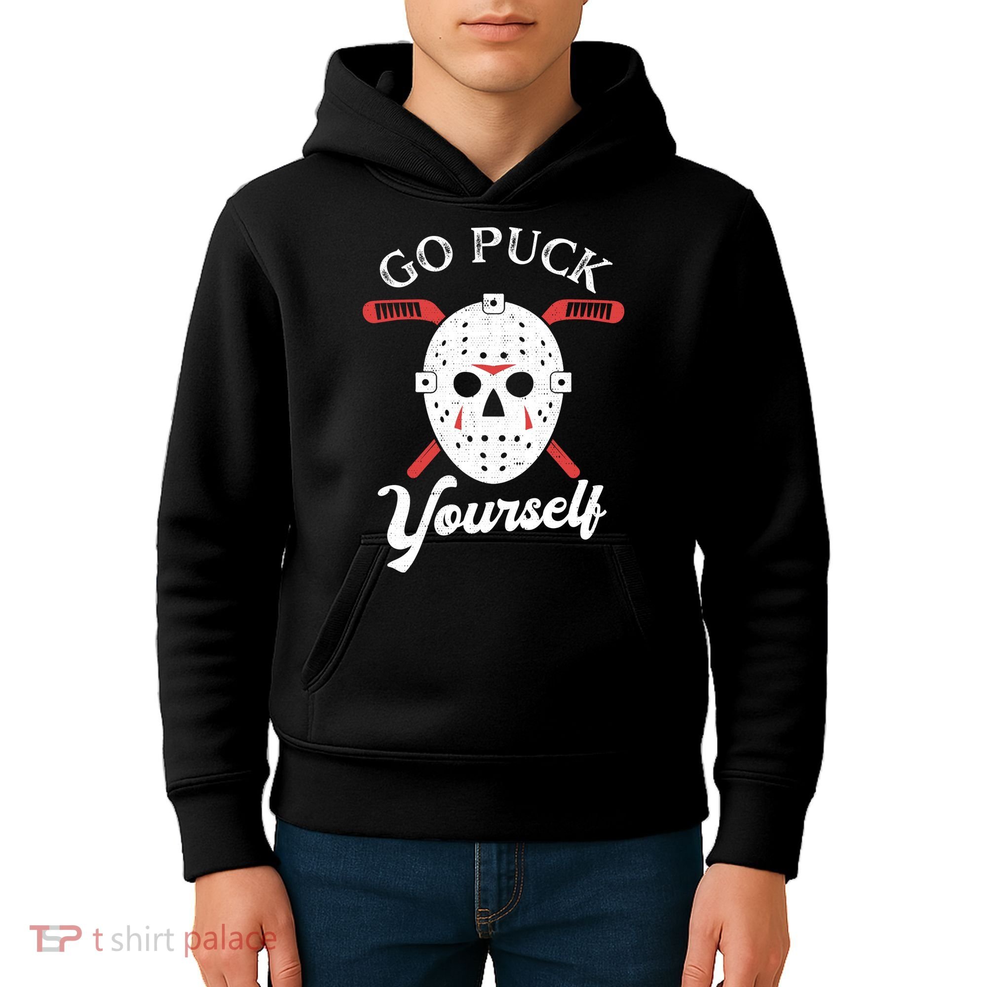 Go Puck Yourself Funny Hockey Kids Hoodie