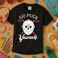 Go Puck Yourself Funny Hockey Kids T-Shirt thumb 3