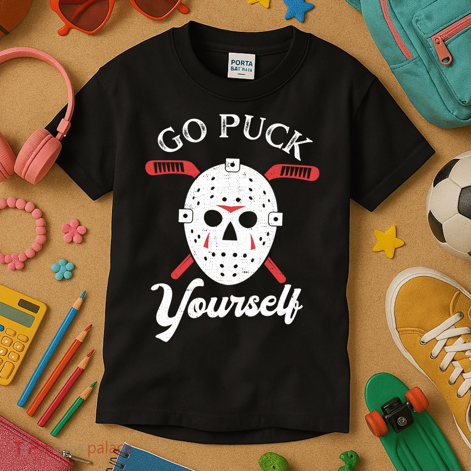 Go Puck Yourself Funny Hockey Kids T-Shirt