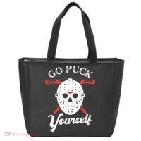 Go Puck Yourself Funny Hockey Tote Bag thumb 0