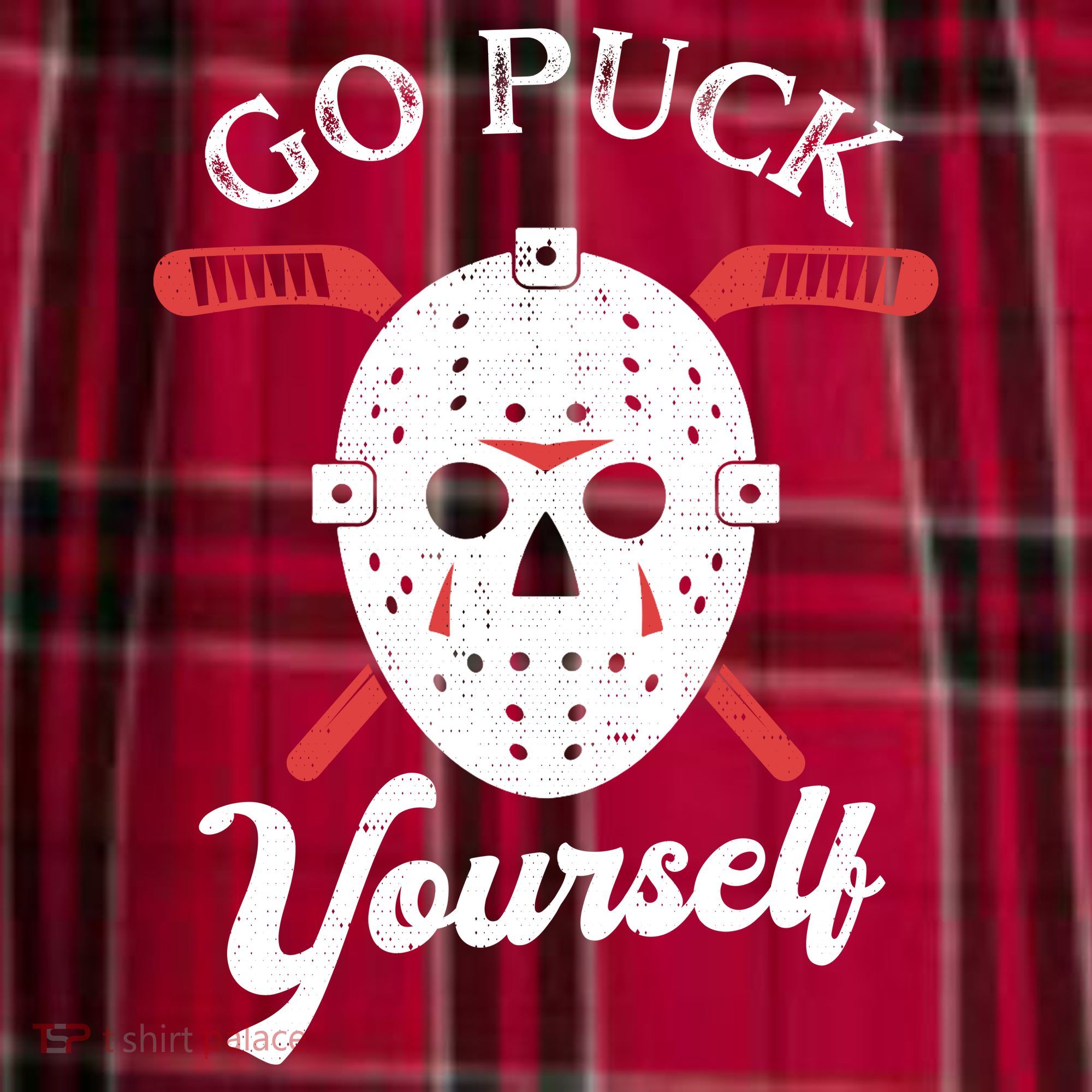 Go Puck Yourself Funny Hockey Women's Flannel Plaid Pajama Pants