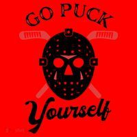 Go Puck Yourself Funny Hockey Santa Hat thumb 1
