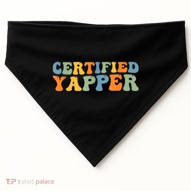 Groovy Professional Yapper Funny Joke For Certified Yapper USA-Made Doggie Bandana